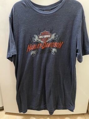 Harley Davidson T Shirt Mens XL Blue Service Wrench Ft Lauderdale Florida FL